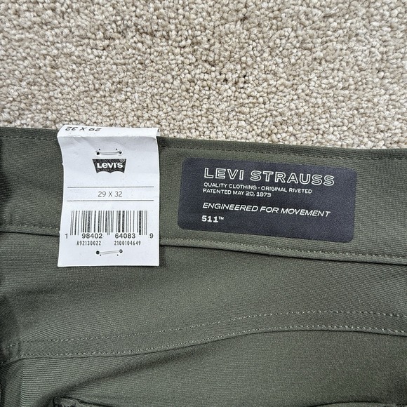 Levi's 511 Slim Tech Stretch Pants Forest Green Men's 29x32 New $69.50 - Picture 5 of 10